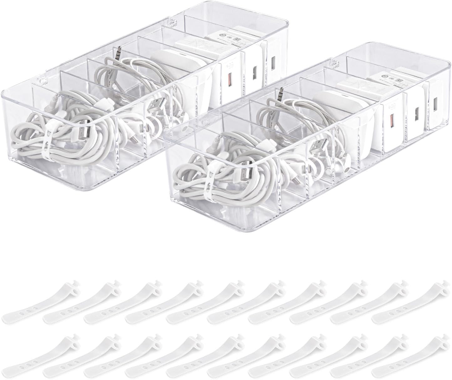 Organize Wires Easily! SAGUD Cable Box Set with 20 Wire Ties