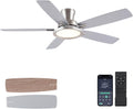 52 in Ceiling Fan with Lights and Remote/APP - Low Profile Nickel
