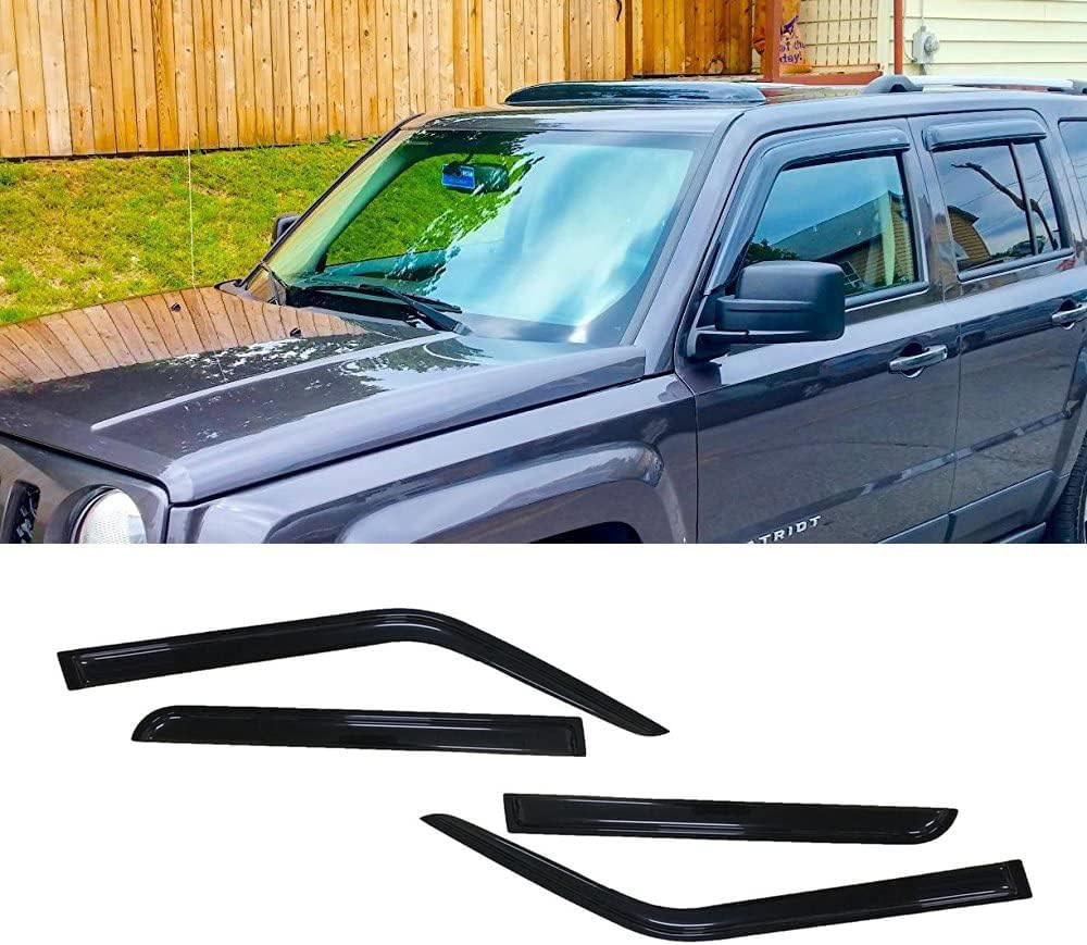 Tape-On Window Visors for 2007-2018 Jeep Patriot - Smoke Shade