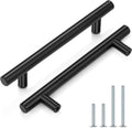 Probrico 5in Black Cabinet Pulls - Modern Stainless Steel T-Bar