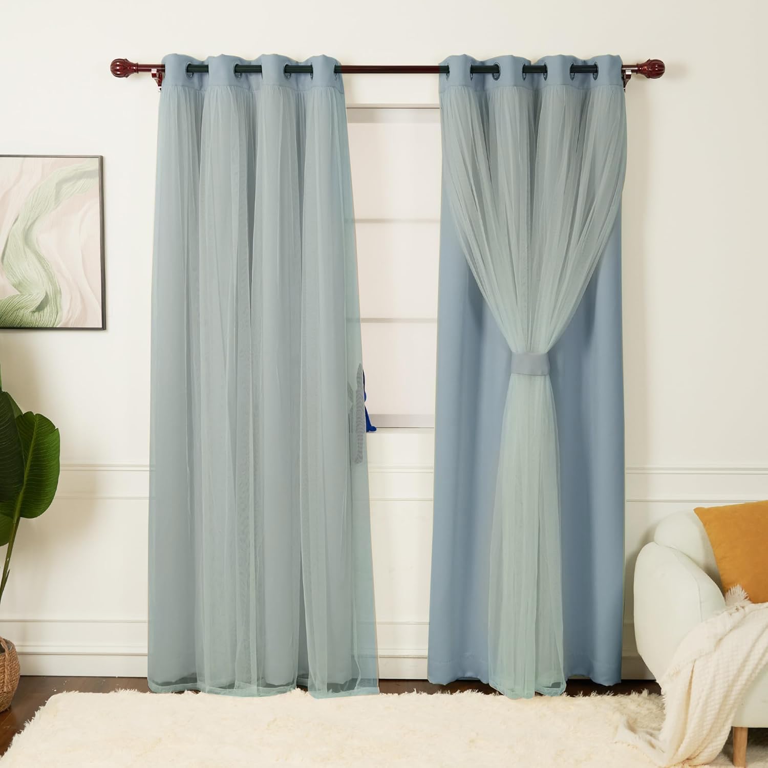 Blackout Curtains with Sheer Overlay for Elegant Home Decor