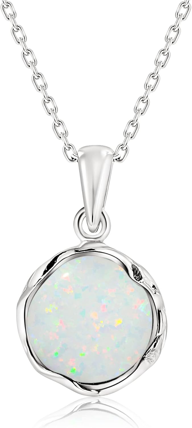 Dainty 12mm Round Gemstone Pendant Necklace for Classy Women
