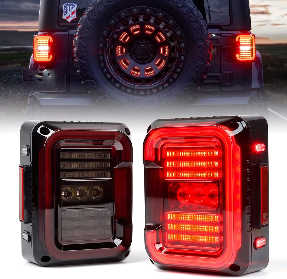 Xprite Smoked C-Shaped JK LED Tail Lights for Jeep Wrangler
