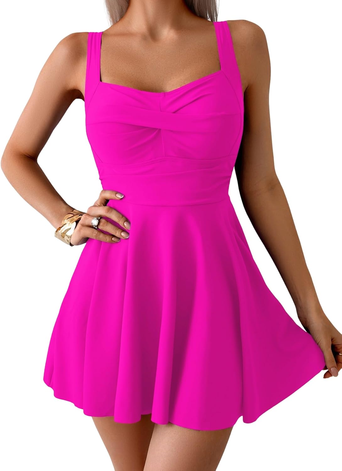 B2prity One Piece Swimdress Swimsuit for Women with Tummy Control