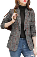 ebossy Women's Notch Lapel Boyfriend Blazer - Versatile Everyday Layer