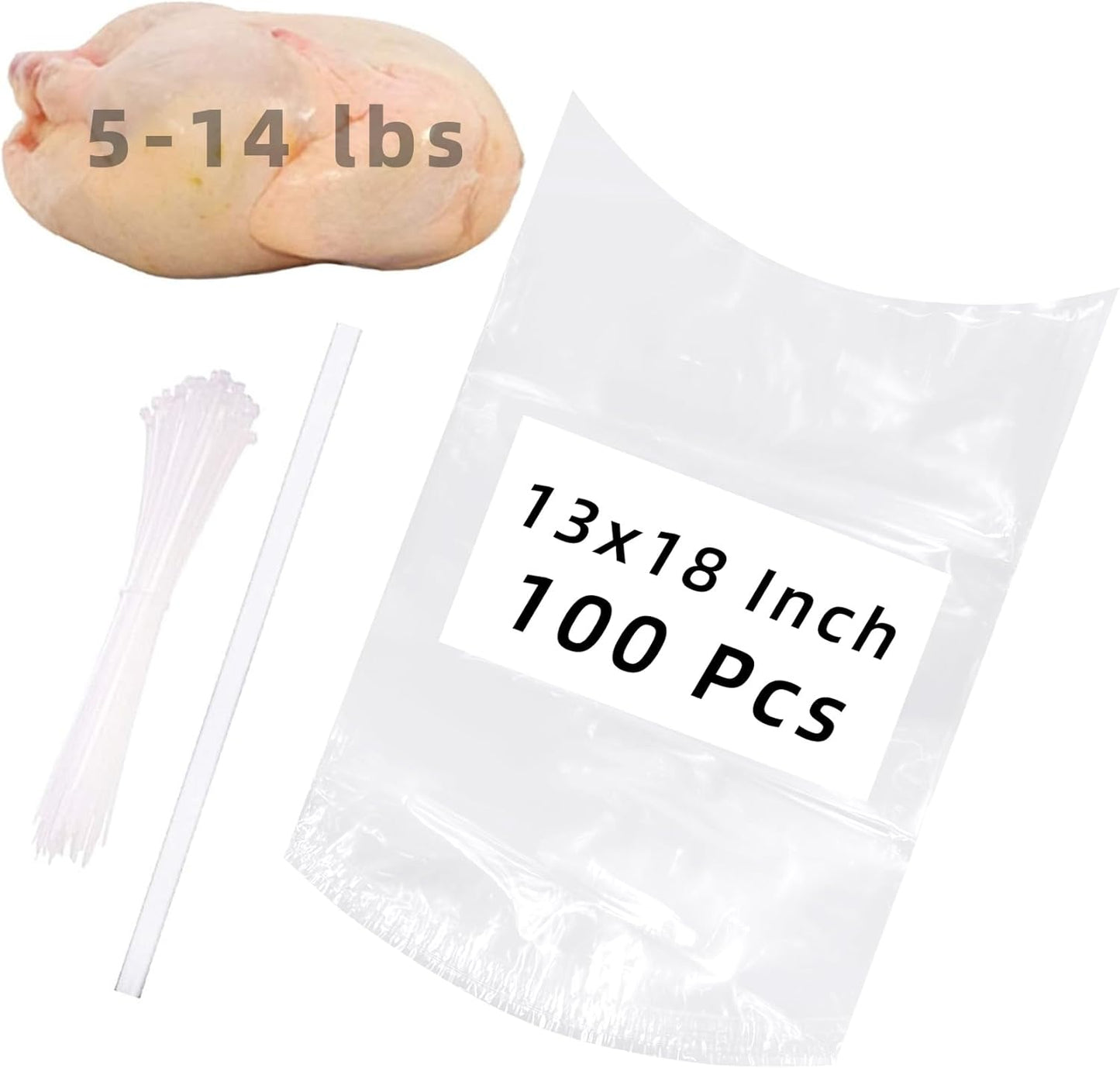 Poultry Shrink Bags for Freezer - 100 Pcs 13x18 Chicken Bags