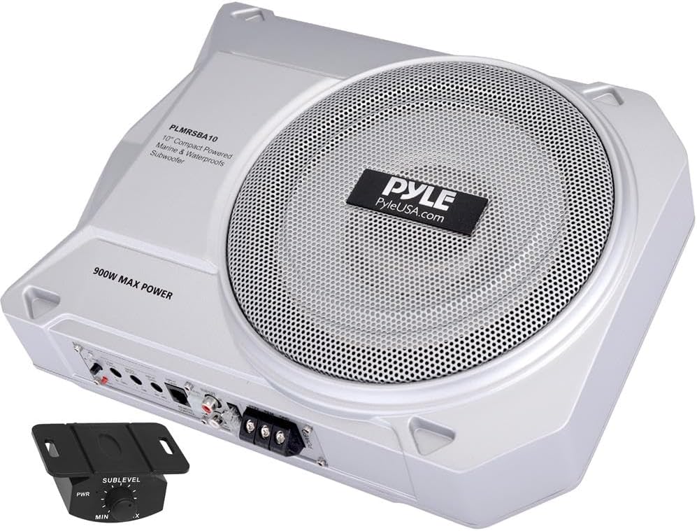 Pyle 10-Inch Marine Bass Boost Subwoofer - 900W Amped Compact Car Sub