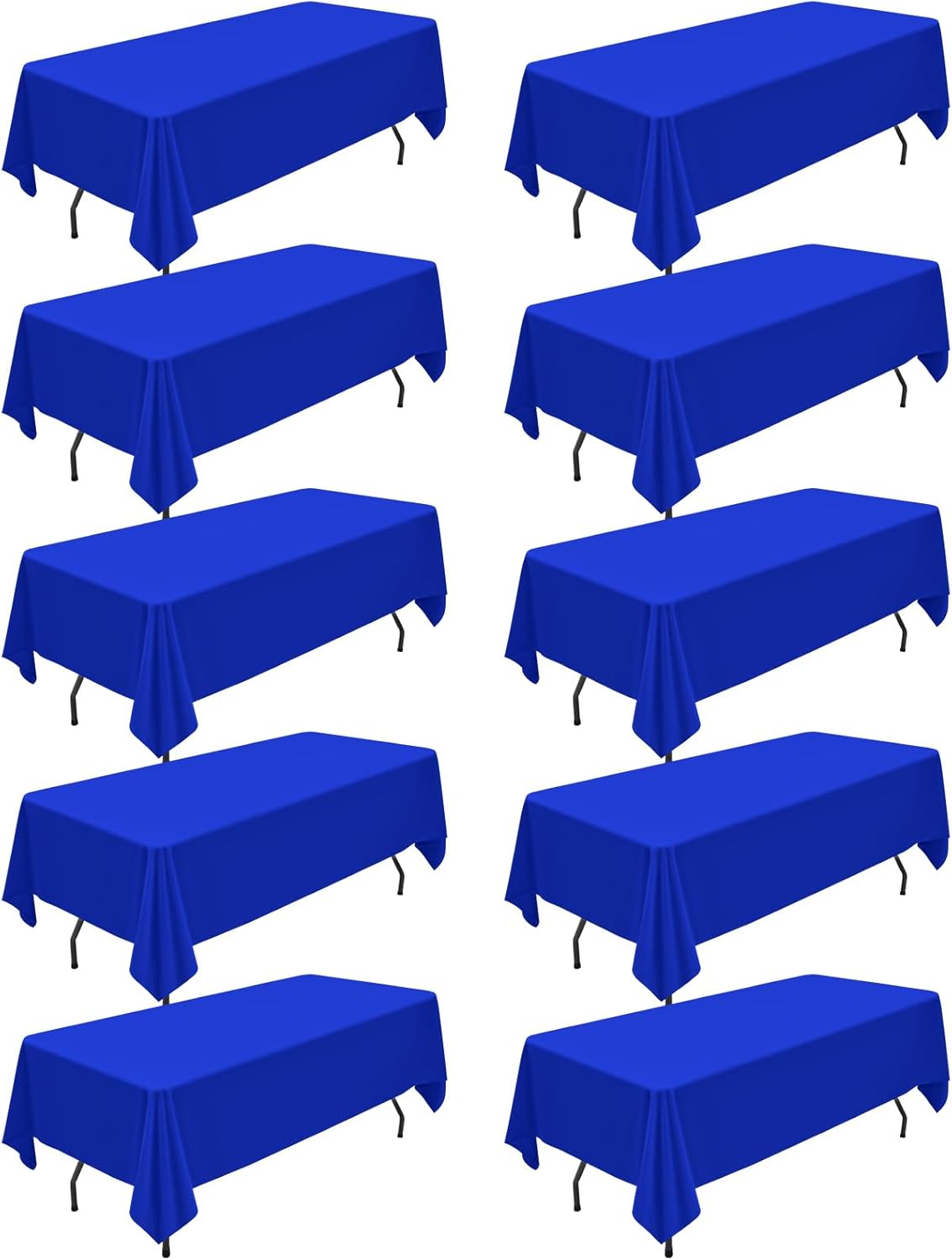 Royal Blue Polyester Tablecloths for 6 Foot Tables - 10 Packs
