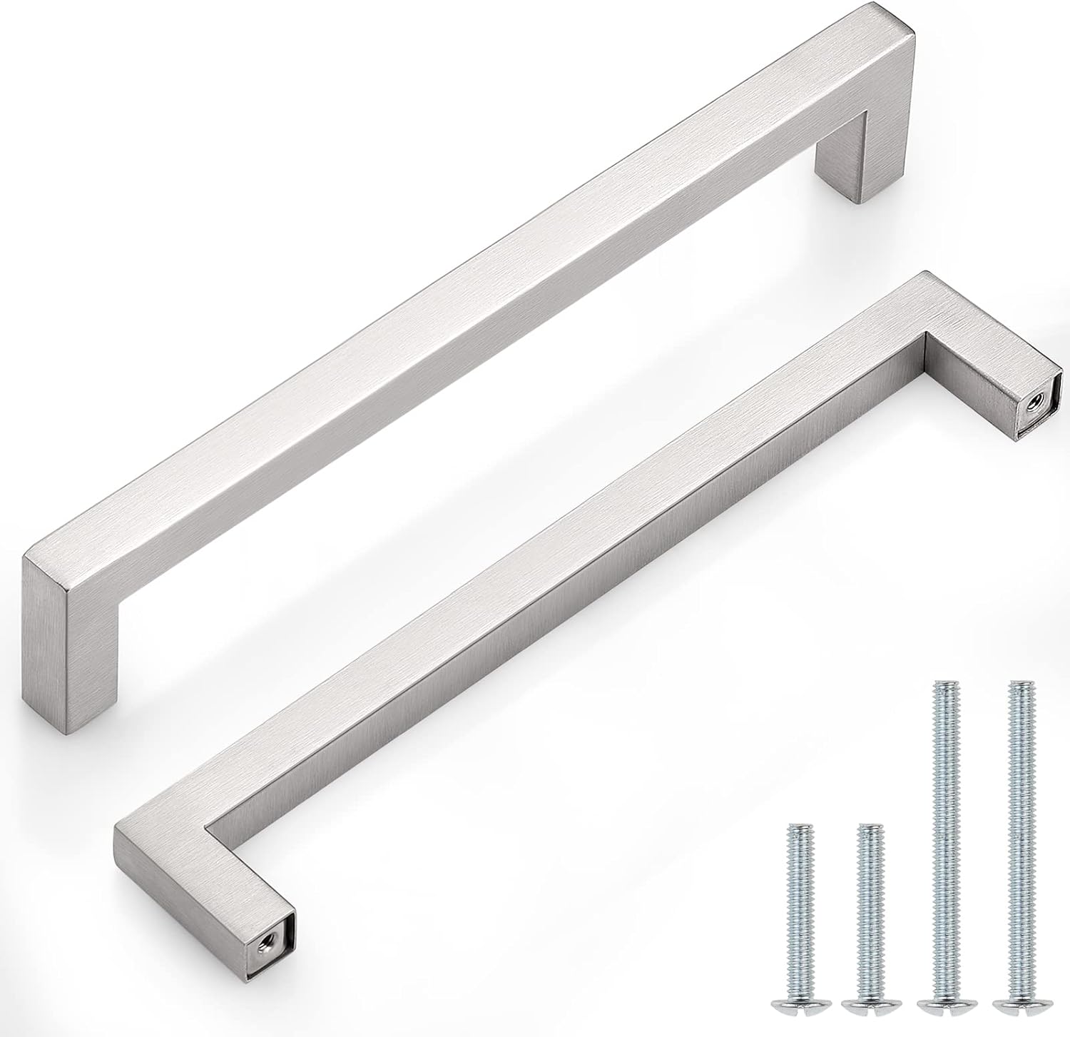 Probrico Square Kitchen Cabinet Pulls in Brushed Nickel Finish