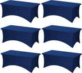 Navy Blue 6FT Spandex Table Cloths for Rectangle Tables - 6 Pack