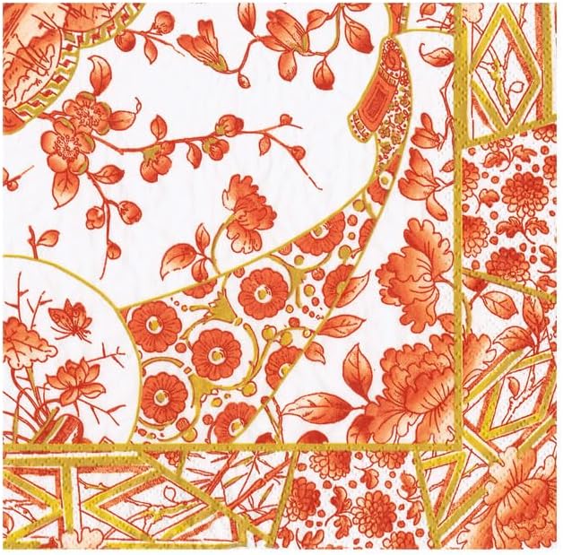 Caspari Gilded Coral Cocktail Napkins - 20 Pack