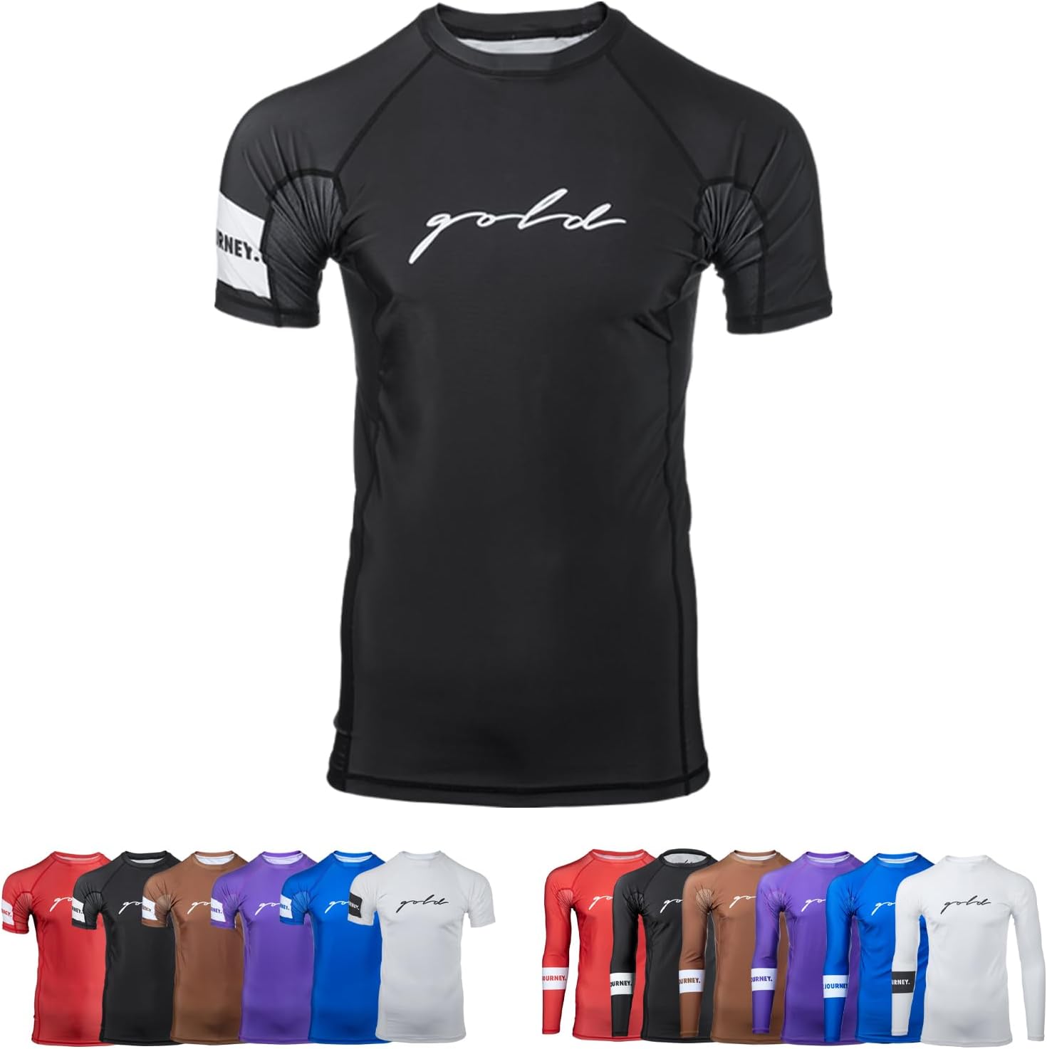 Gold BJJ Foundation Rash Guard for Jiu Jitsu Training and Competing