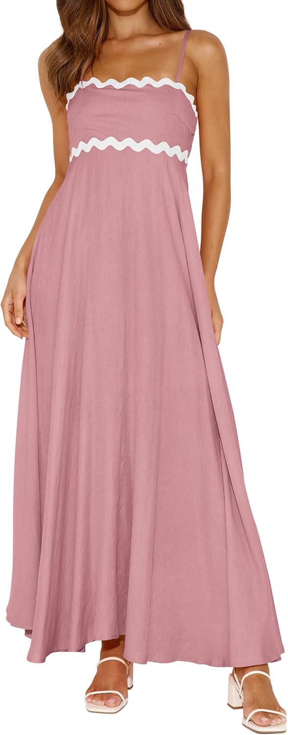 PRETTYGARDEN Womens Spaghetti Strap Maxi Dress for Summer Fun