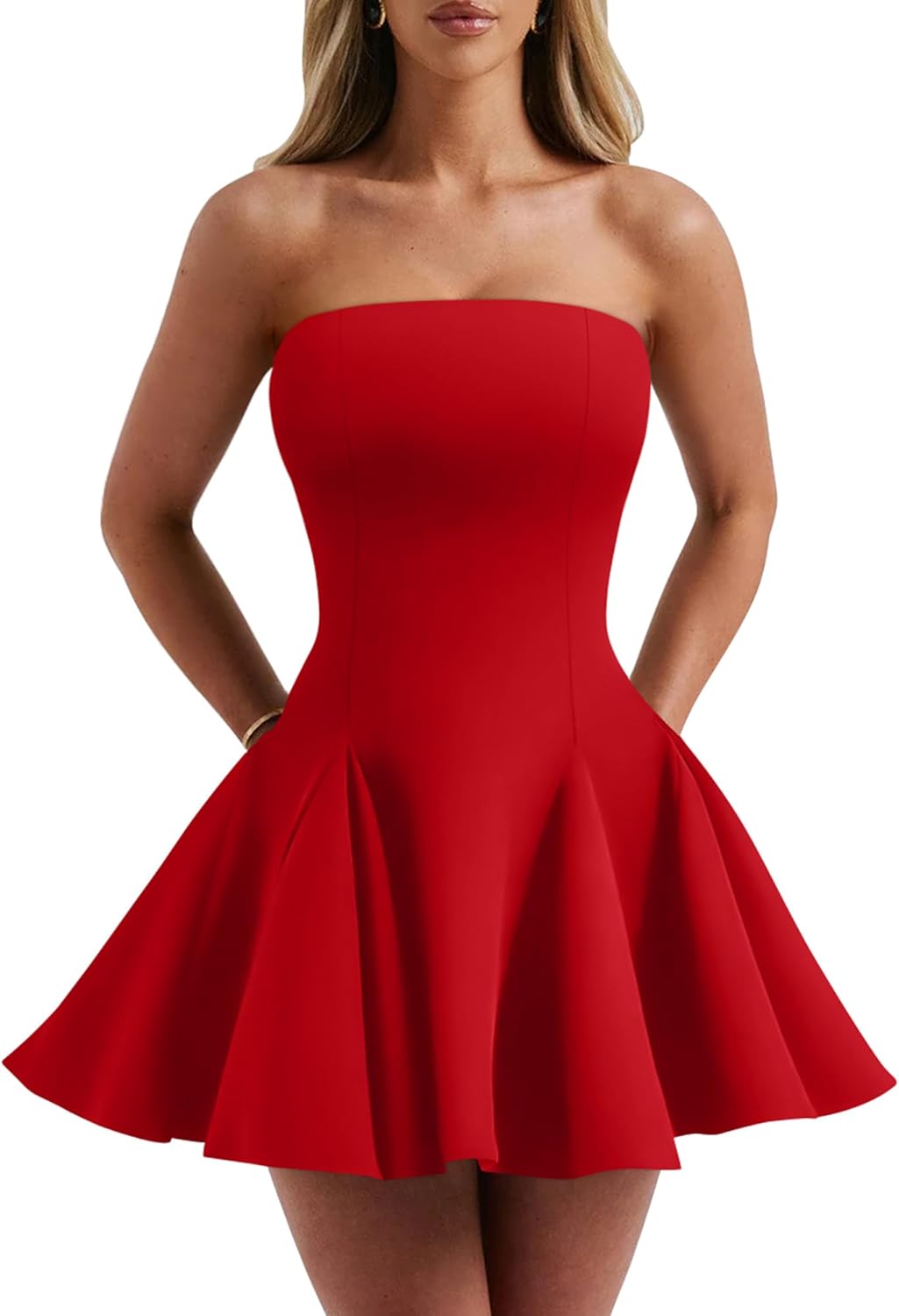 DAAWENXI Women's Sexy Summer Strapless Mini Dress for Parties