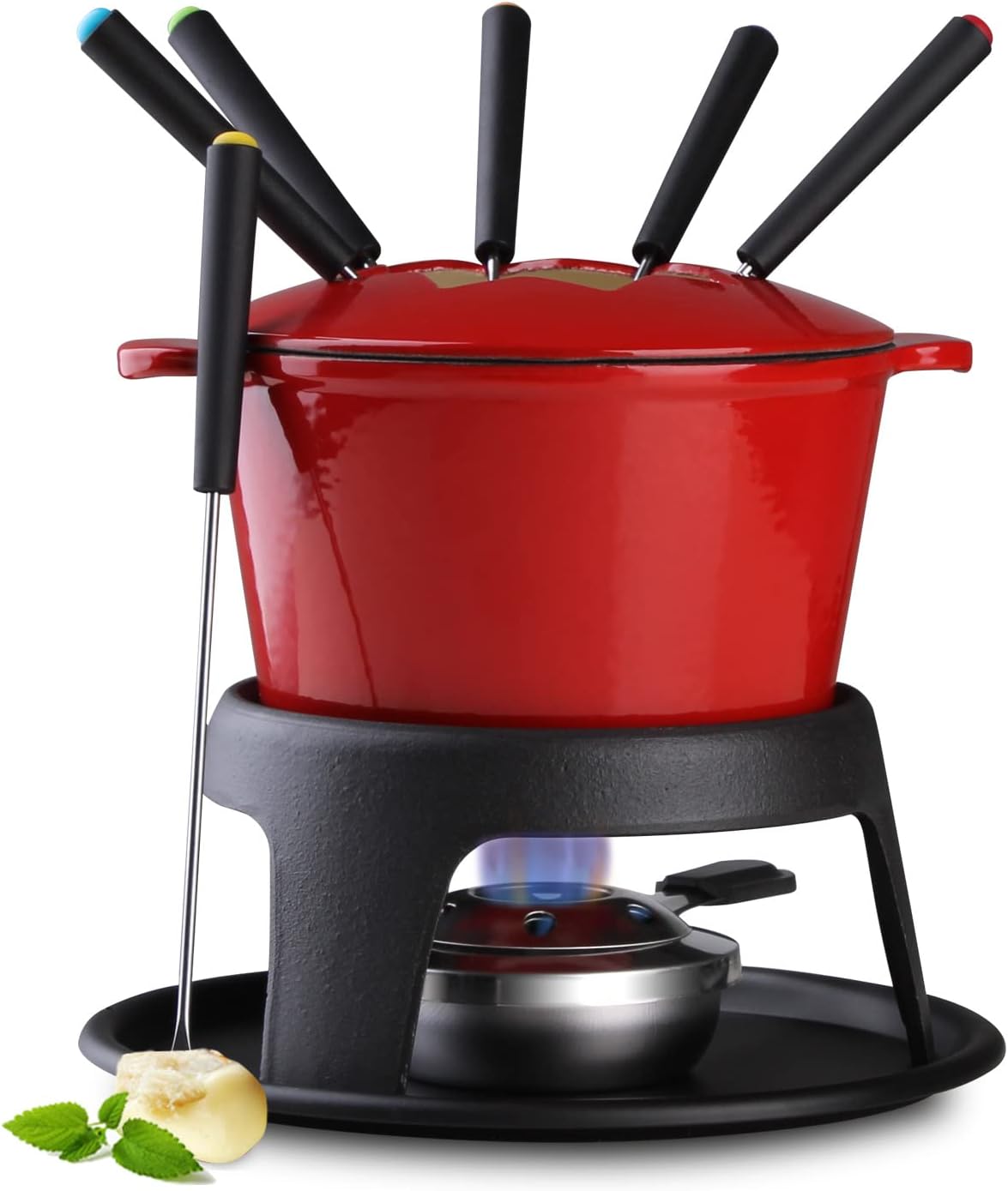Artestia Cast Iron Cheese Fondue Pot Set for Outdoor Fun