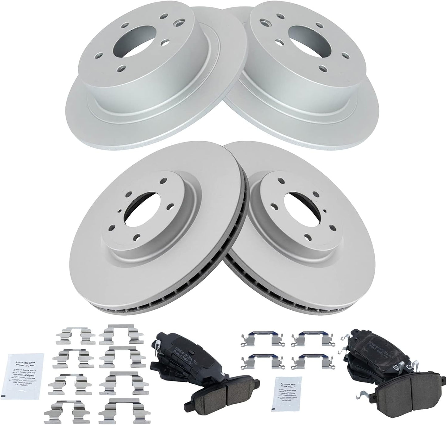 TRQ Front and Rear Brake Pad & Rotor Kit for Nissan Altima