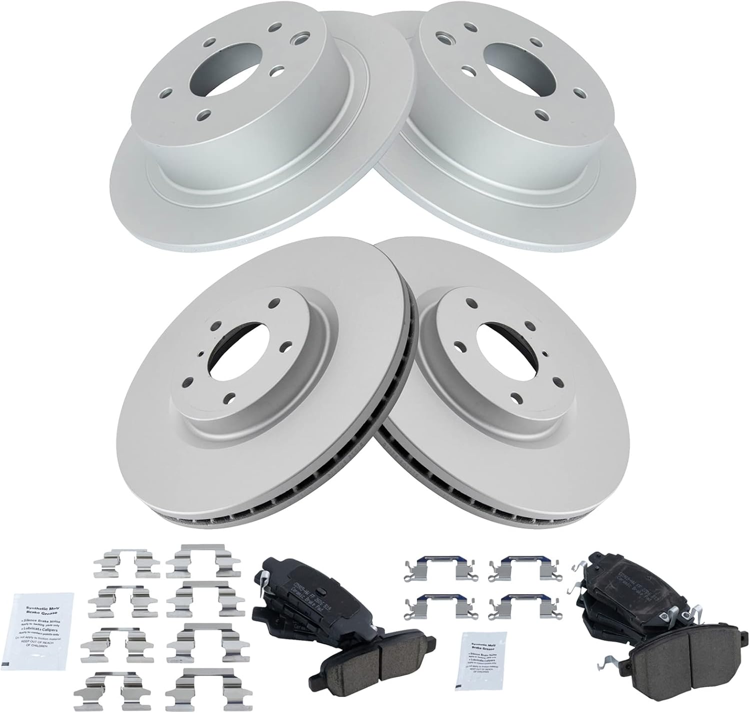 TRQ Front and Rear Brake Pad & Rotor Kit for Nissan Altima