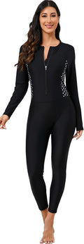 Womens Full Body Zip Front Rash Guard One Piece - Built Bra UPF50