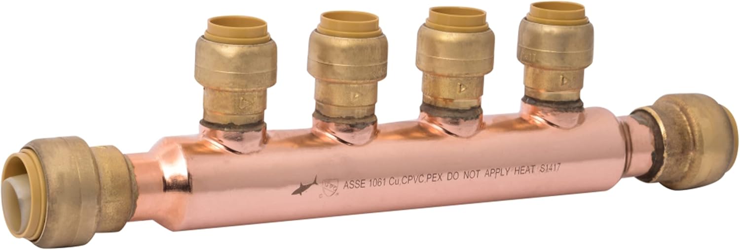 SharkBite 3/4 Inch x 1/2 Inch Outlet Multi-Port Tee for Plumbing