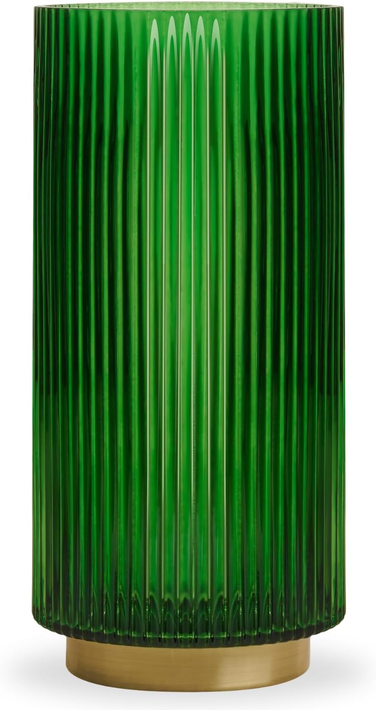 Adele Emerald Green Glass Vase with Gold Base for Home Decor