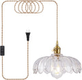 Plug in Pendant Light with Green Glass Shade - Easy Install, Colorful