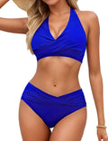 Sopliagon Women's Bikini Set Twist Front Halter Two Piece Swimsuit