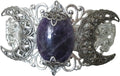 Amethyst Triple Moon Cuff Bracelet - Adjustable Silver Filigree