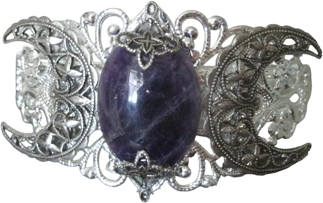 Amethyst Triple Moon Cuff Bracelet for Wiccan and Pagan Styles