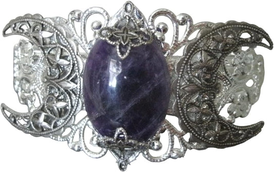 Amethyst Triple Moon Cuff Bracelet for Wiccan and Pagan Styles