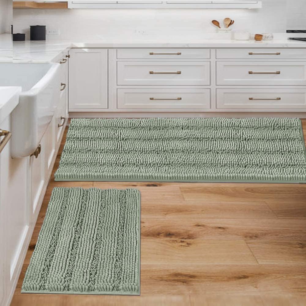 H.VERSAILTEX Super Absorbent Chenille Bath Mats Set of 2
