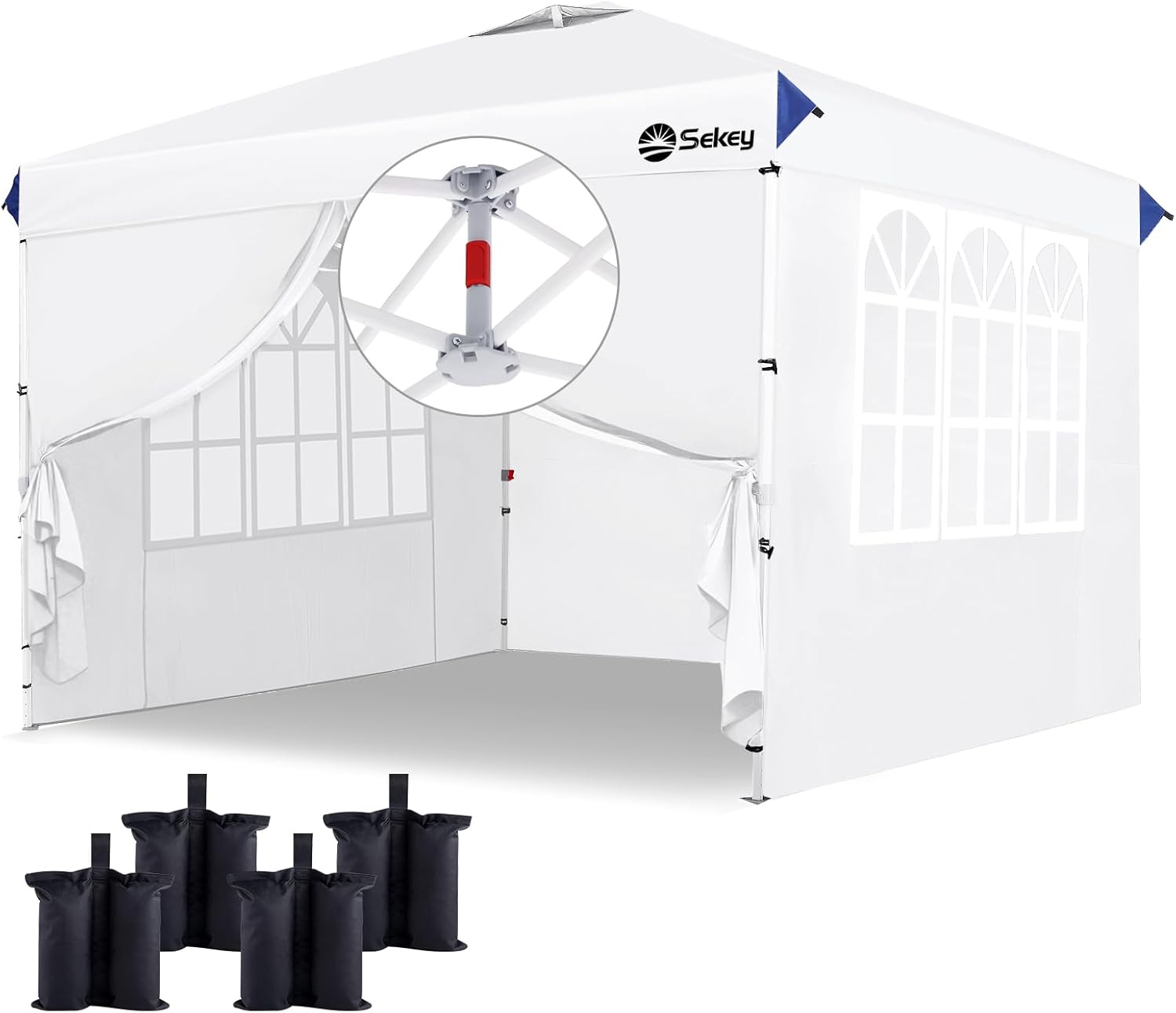 Sekey 10x10 Pop Up Canopy with Sidewalls for Instant Shade