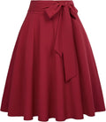 High Waist A-Line Skater Midi Skirt - Flattering Pockets & Fit