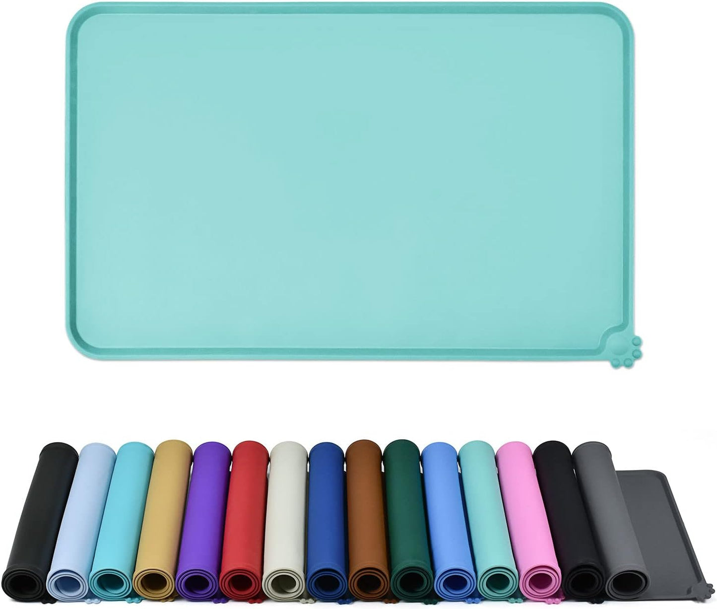 Waterproof Pet Feeding Mat with High Raised Edges for Messy Drinkers