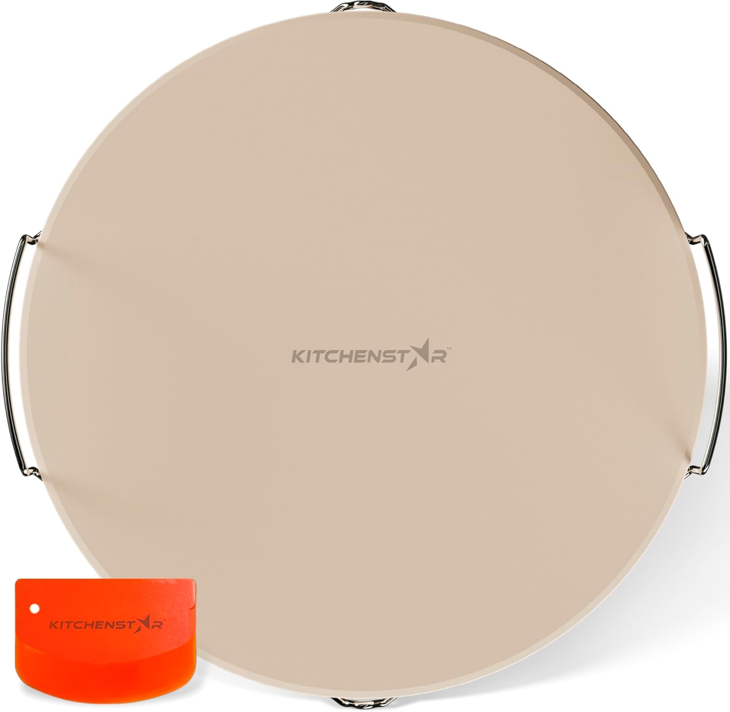 KitchenStar 16-inch Pizza Stone for Oven and BBQ Grill with Handles
