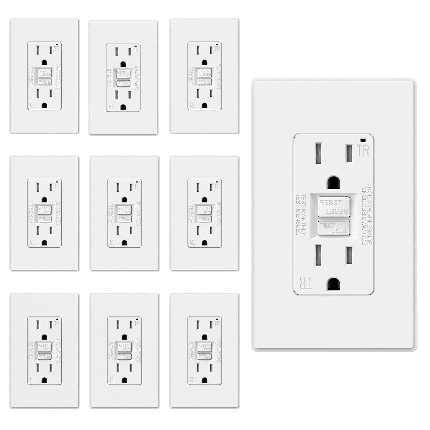 ELEGRP GFCI Outlet 15 Amp with Self-Test and Tamper Resistance
