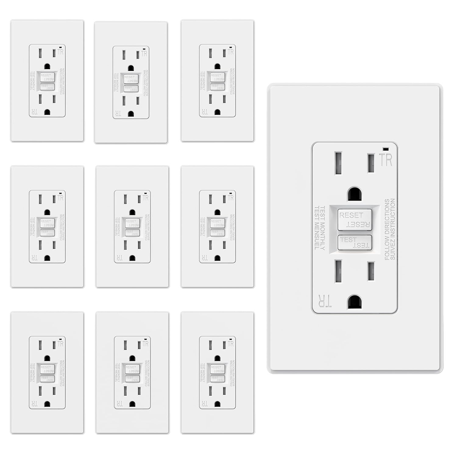ELEGRP GFCI Outlet 15 Amp with Self-Test and Tamper Resistance