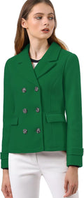 Allegra K Notched Lapel Double Breasted Pea Coat - Tailored Winter