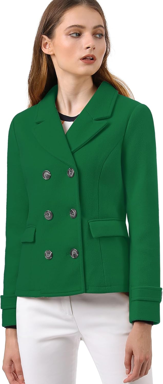 Allegra K Women's Notched Lapel Double Breasted Pea Coat Review