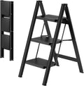 3 Step Ladder 330lbs Capacity Folding Step Stool - Wide Non-Slip Pedal