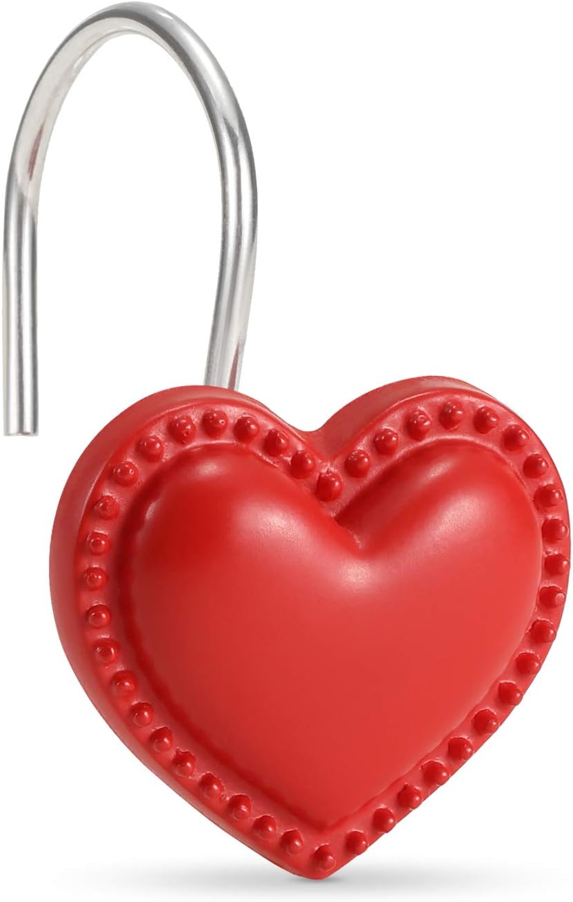 Rust-Resistant Heart Shower Hooks Set