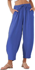 Women's High Waisted Baggy Pants Casual Ankle Length Trousers EVALESS