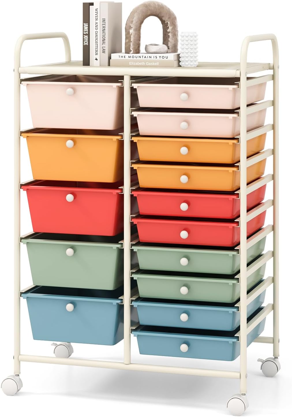 COSTWAY 15 Drawers Storage Cart: Versatile Mobile Organizer