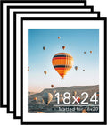 18x24 Picture Frame Set of 4 with 16x20 Mat - Large Black Poster