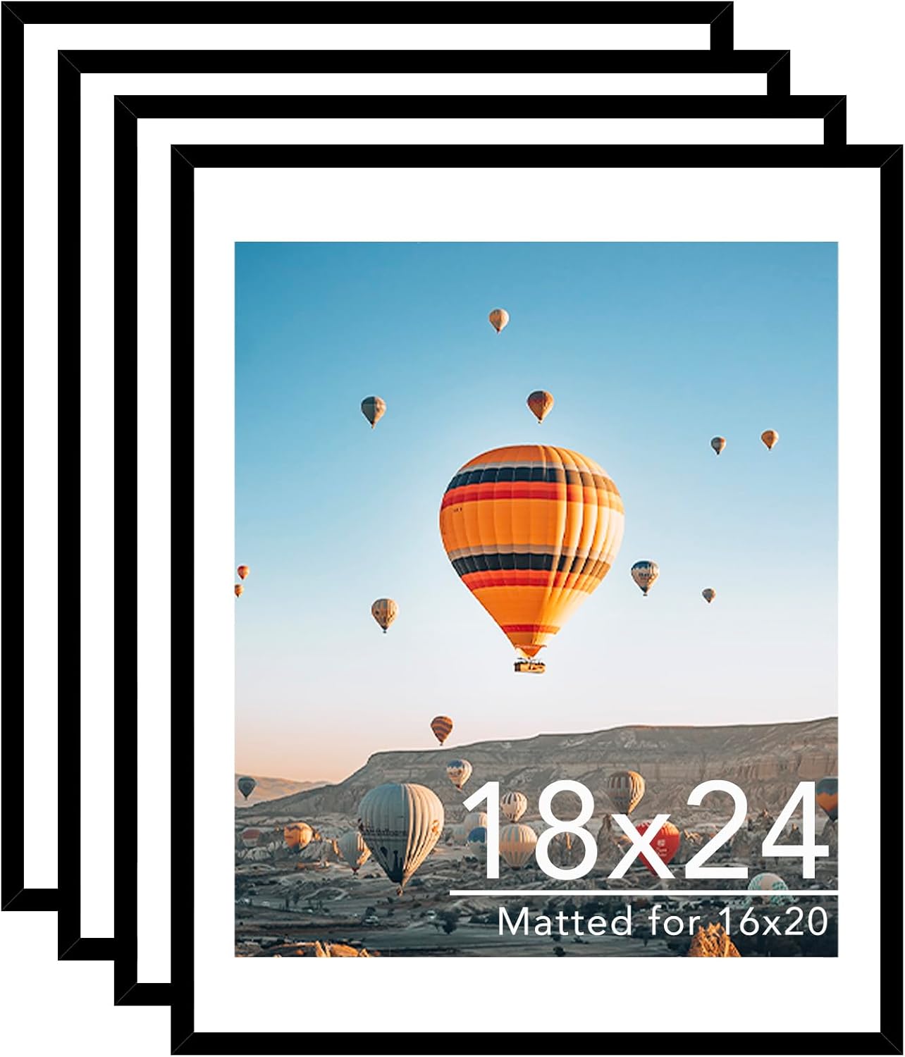 18x24 Picture Frame Set of 4 with 16x20 Mat for Photos