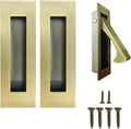 Pocket Door Handles and Edge Pull 6in Antique Brass - Recessed Flush