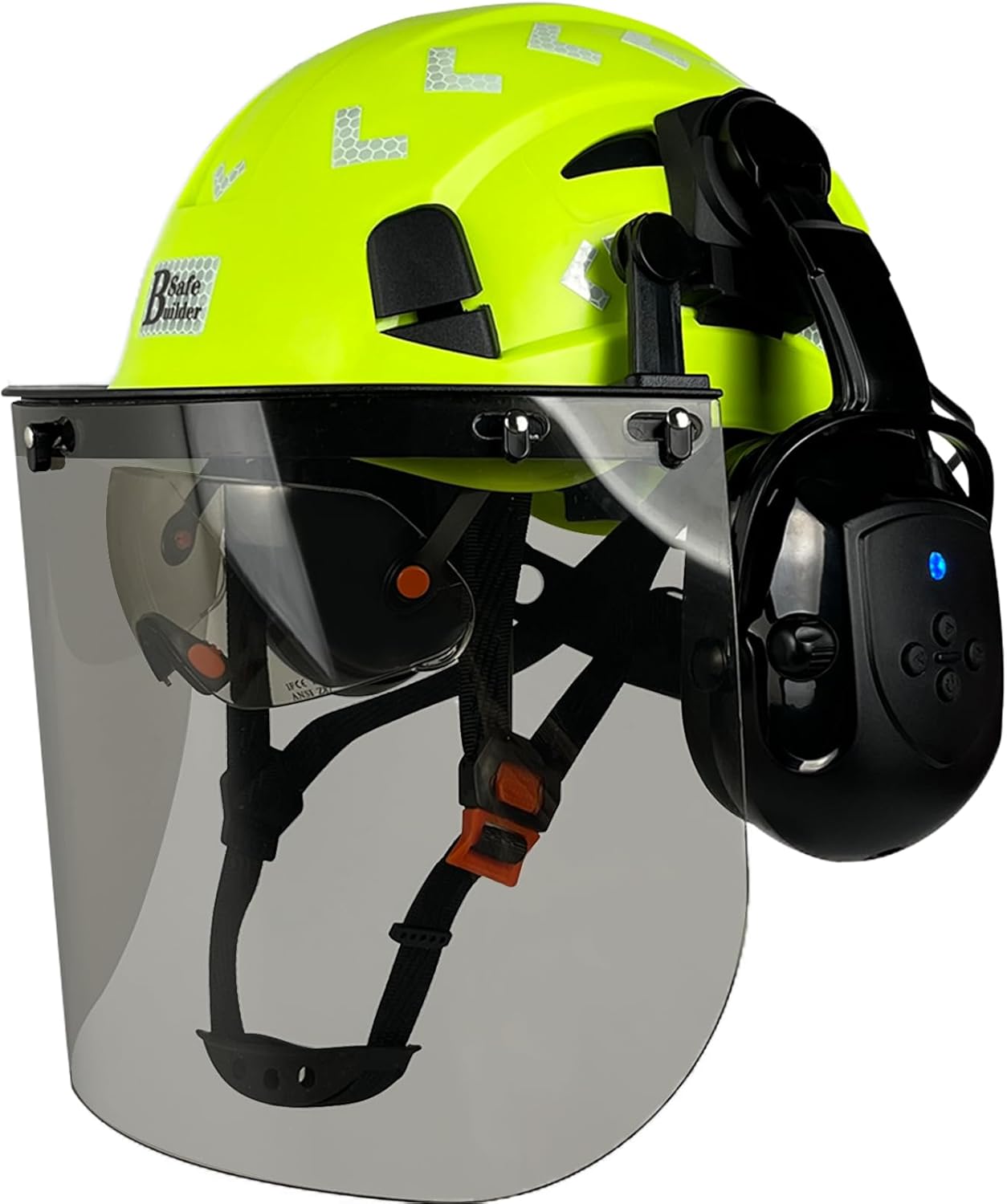 Forestry Chainsaw Safety Helmet with Bluetooth Ear Muffs and Visor