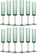 Acrylic Dark Green Champagne Flutes 12 Pack - Durable Party Stemware