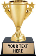 Crown Awards Gold Cup Trophy 5 1/4 in Gold Starburst - Custom Engraved