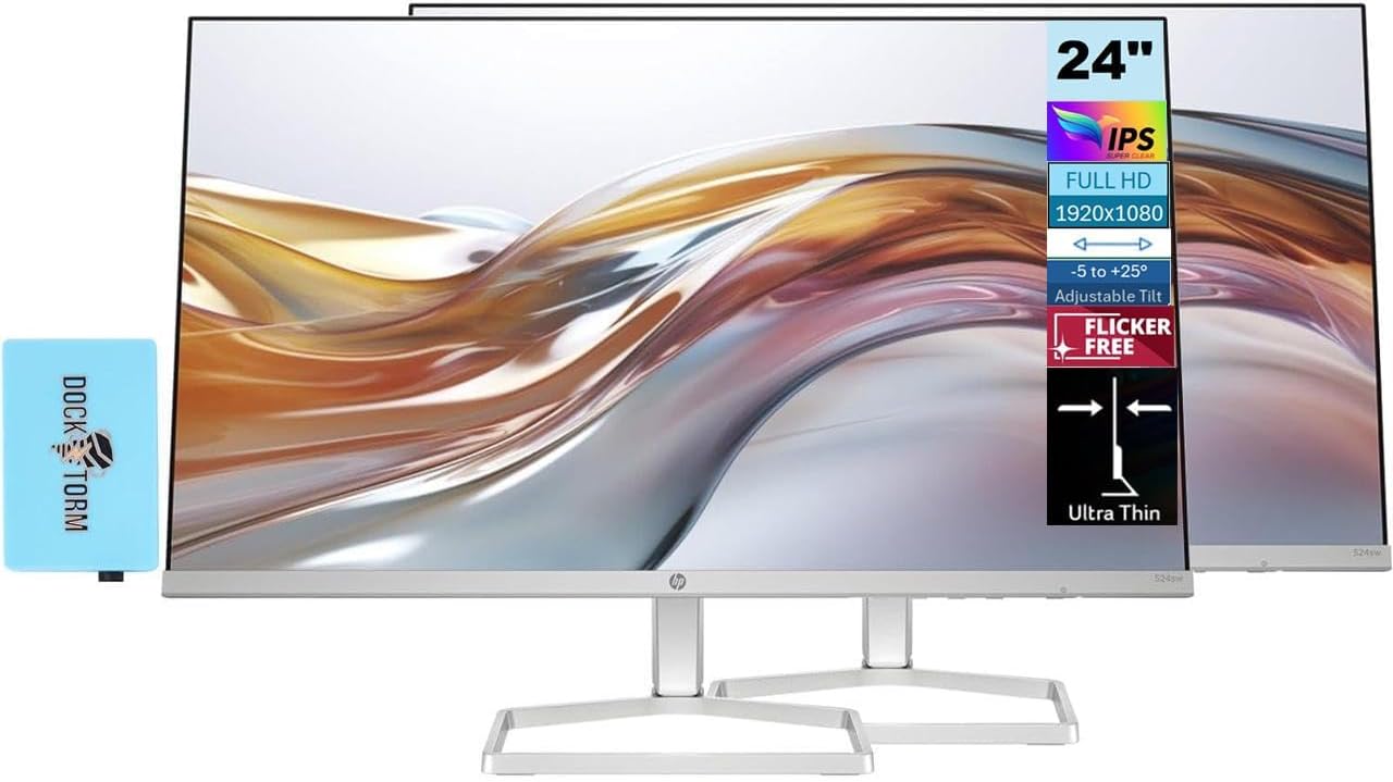 HP 24 FHD IPS Monitor Bundle with Docztorm Dock for Home Use