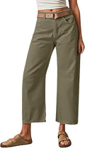 Flamingals Womens Mid Waist Crop Straight Leg Jeans - Flattering solid